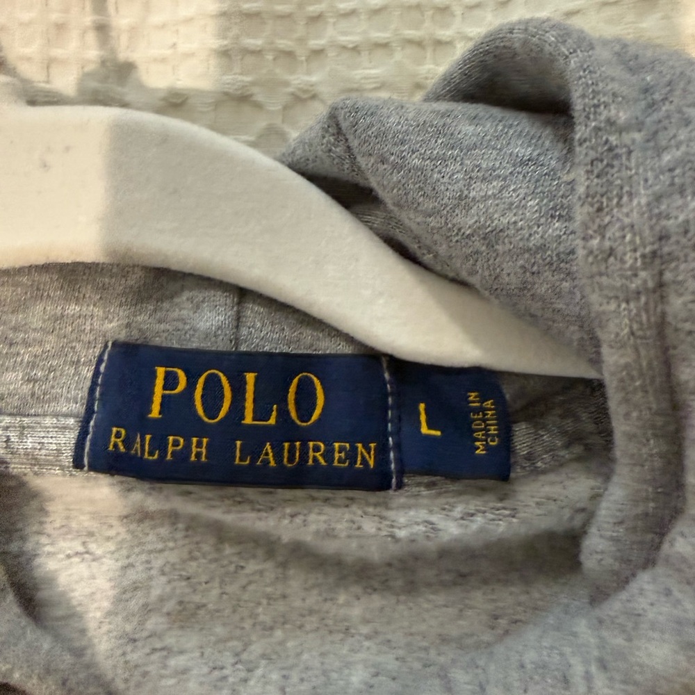 Like New Gray Polo Bear Hoodie Sz L - Picture 4 of 4